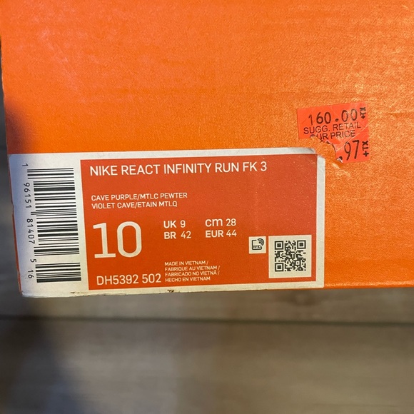 ❌❌❌ NIKE REACT INFINITY RUN FK3 violet cave color DH5392 502 size 10 - Picture 2 of 7